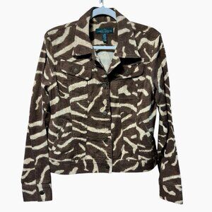 RALPH LAUREN Animal Print Denim Jacket L Safari Y2K Quiet Luxury Streetwear NWT